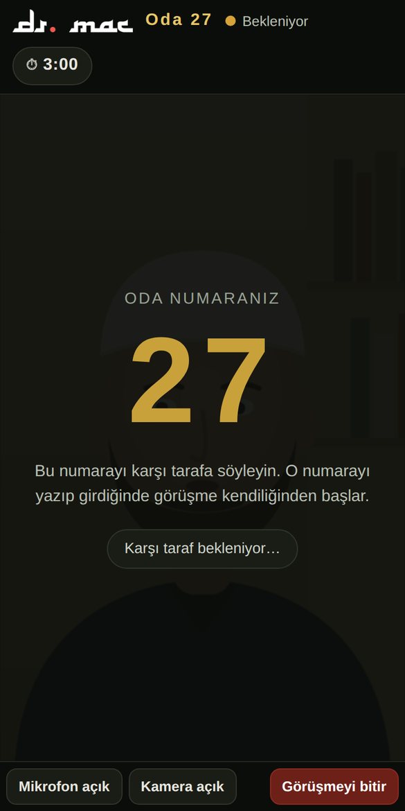 Bekleme ekranı: büyük harflerle oda numarası 27 ve 'Karşı taraf bekleniyor' yazısı.
